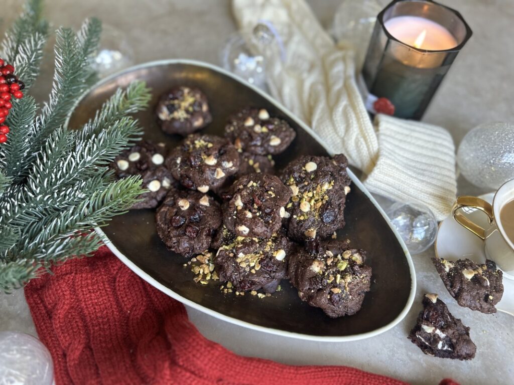 christmas cranberry white dark chocolate brownie cookies 12